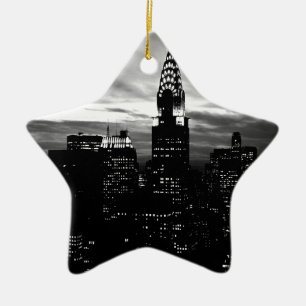 Black & White New York City Midtown Keramik Ornament