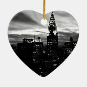 Black & White New York City Midtown Keramikornament