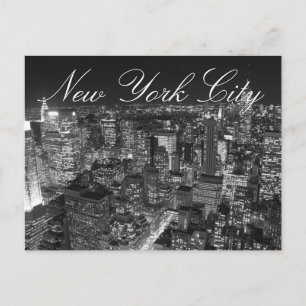 Black & White New York City Script Postcard Postkarte