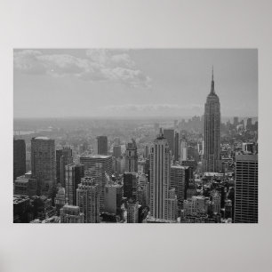 Black White New York Manhattan Panorama Poster
