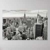 Black & White New York Manhattan Skyline Poster