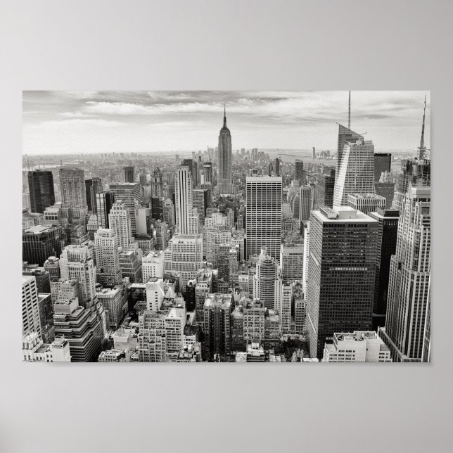 Black & White New York Manhattan Skyline Poster (Vorne)