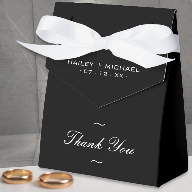 Black & White Newlywed Vielen Dank für Ihre Hochze Geschenkschachtel (black and white thank you wedding favor box)