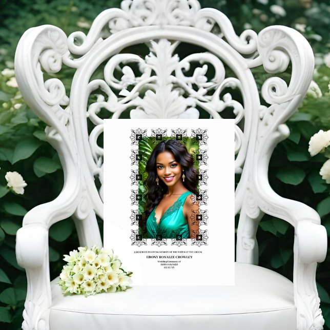 Black & White Ornate Frame Memorial Reserved Seat  Sockelschild (Black & White Ornate Frame Memorial Reserved Seat for Foto Tribute Loved One Pedestals Signs. )