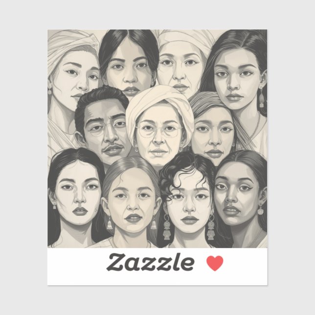 Black & White Paintings Celebrating Diversity  Aufkleber (Blatt)