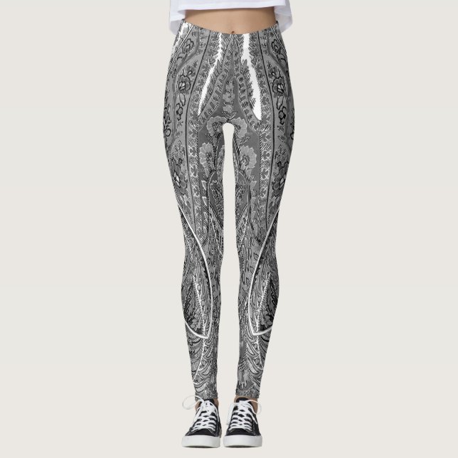 Black & White Paisley Sublime Leggings (Vorderseite)