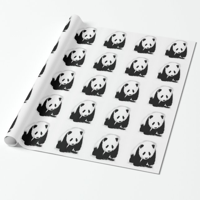 Black & White Panda Geschenkpapier (Ungerollt)
