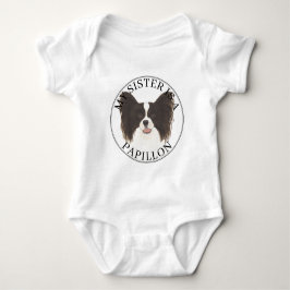 Black & White Papillon Dog Big Sister Baby Strampler