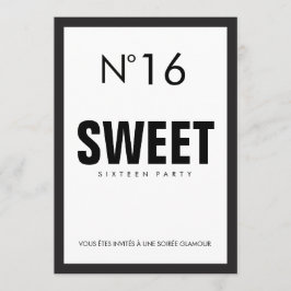 Black & White PARIS Thema 16 . GEBURTSTAG 16 PARTY Einladung