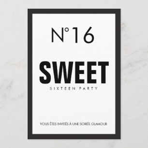 Black & White PARIS Thema 16 . GEBURTSTAG 16 PARTY Einladung