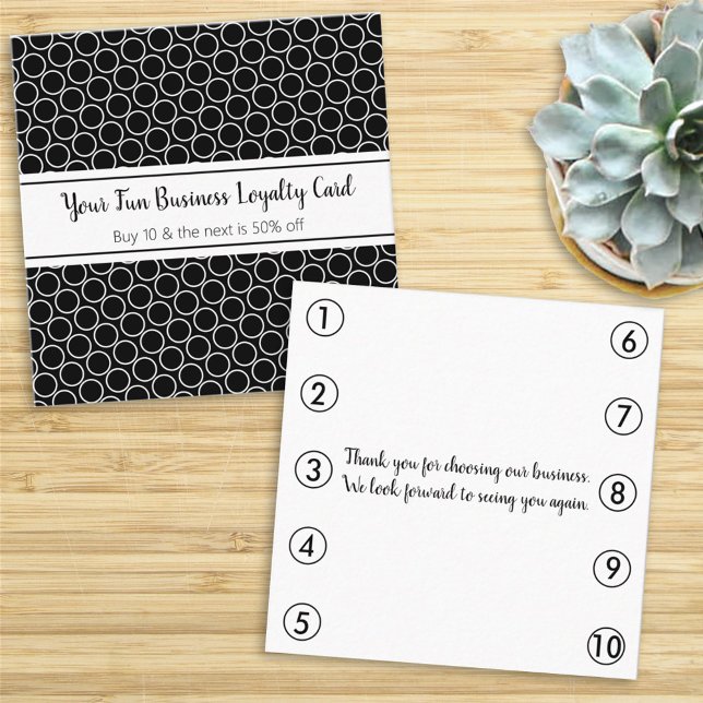 Black White Pattern Business Loyalty Punch Card Terminkarte (Von Creator hochgeladen)