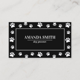 Black & White Paw Prints Dog Groomer Business Card Visitenkarte