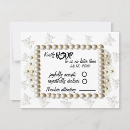 Black $ White Pearl Butterfly RSVP Card