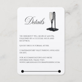 Black & White Pearl Champagne Glass Wedding Begleitkarte