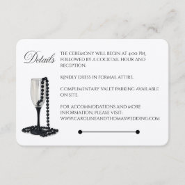 Black & White Pearl Champagne Glass Wedding Begleitkarte
