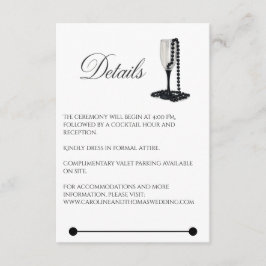 Black & White Pearl Champagne Glass Wedding Begleitkarte