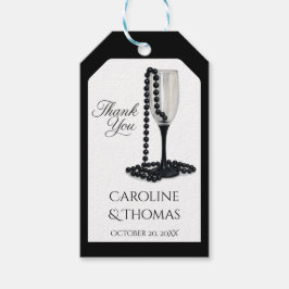 Black & White Pearl Champagne Glass Wedding Geschenkanhänger