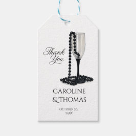 Black & White Pearl Champagne Glass Wedding Geschenkanhänger