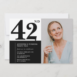 Black White Photo 42e anniversaire Invitations