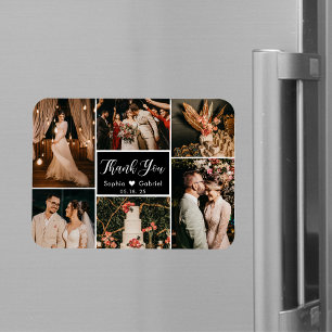 Black White Photo Collage Mariage Merci Magnet