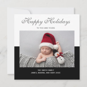 Black White Photo Happy Holiday Faire-part de nais