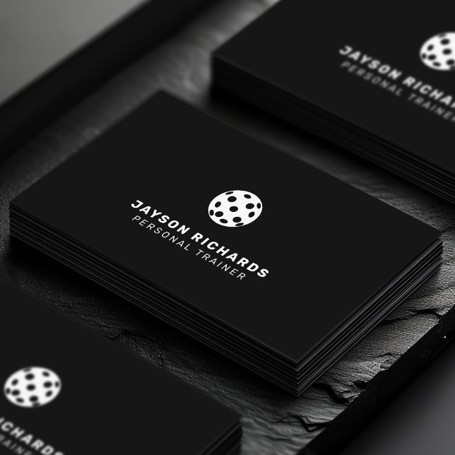 Black & White Pickleball Coaching Personal Trainer Visitenkarte (Von Creator hochgeladen)