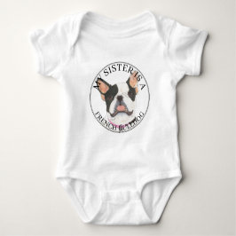 Black & White Pied Bulldog Big Sister Baby Strampler