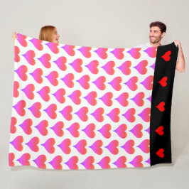 Black White Pink Purple Red Hearts Pattern Fleecedecke