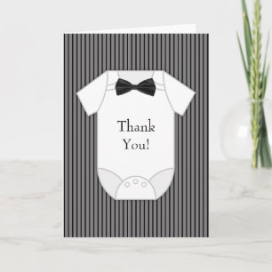 Black White Pinstripe Baby Boy Merci Cartes