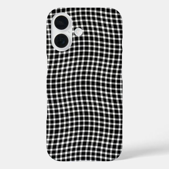 Black White Plaid Checker Seamless Pattern iPhone 16 Hülle (Rückseite)