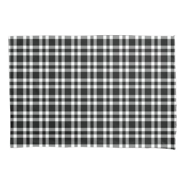 Black White Plaid Pattern Kissenbezug (Vorderseite-Links)