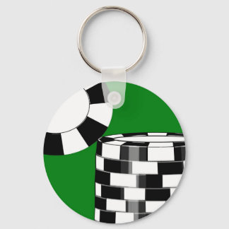 Black white poker chips on green schlüsselanhänger