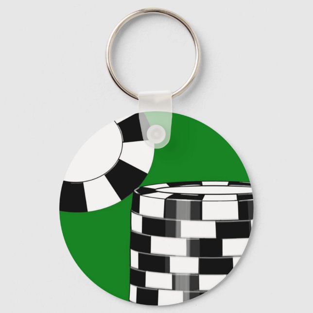 Black white poker chips on green schlüsselanhänger (Vorderseite)