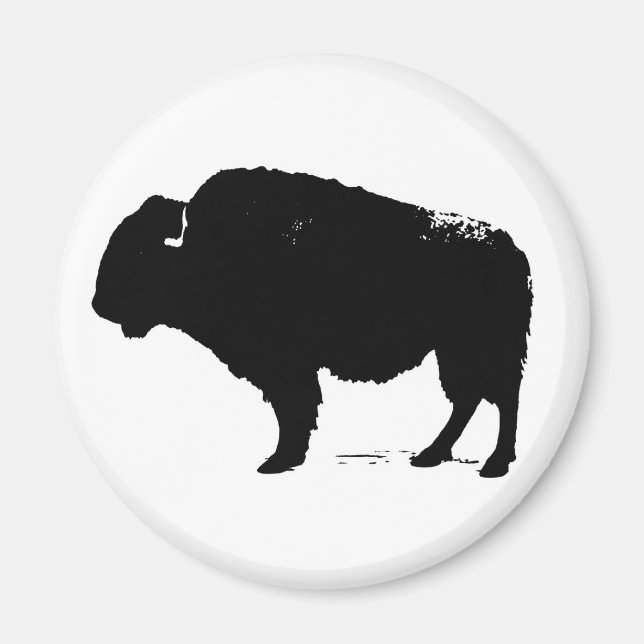 Black & White Pop Art Büffalo Bison Magnet (Vorne)