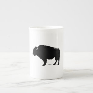 Black & White Pop Art Büffalo Bison Prozellantasse