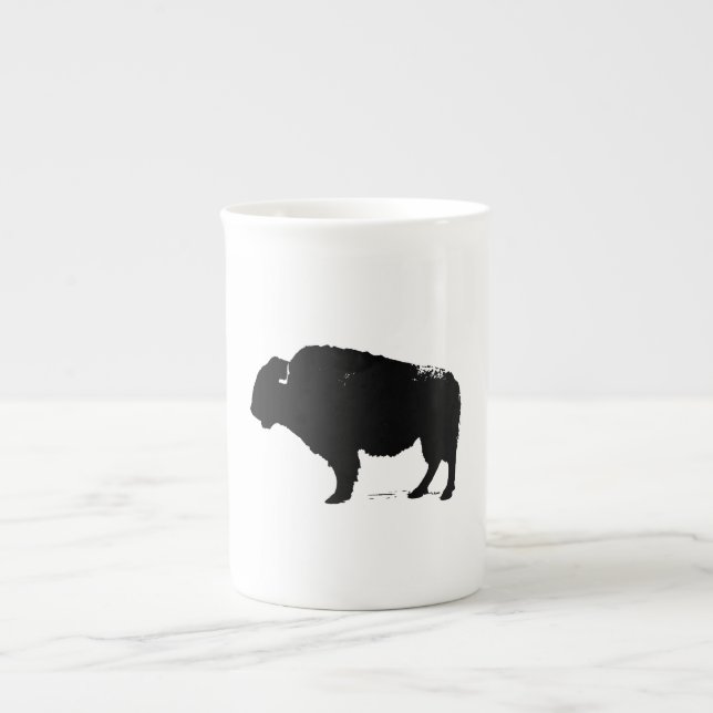 Black & White Pop Art Büffalo Bison Prozellantasse (Vorderseite)
