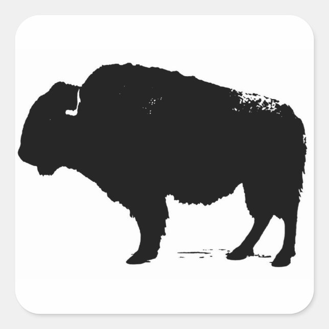 Black & White Pop Art Büffalo Bison Quadratischer Aufkleber (Vorderseite)