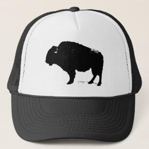 Black & White Pop Art Büffalo Bison Truckerkappe