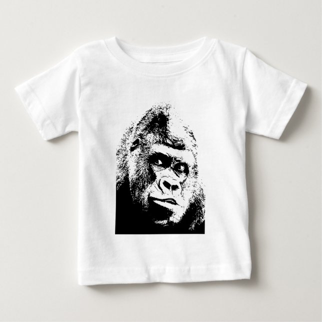 Black White Pop Art Gorilla Baby T-shirt (Vorderseite)