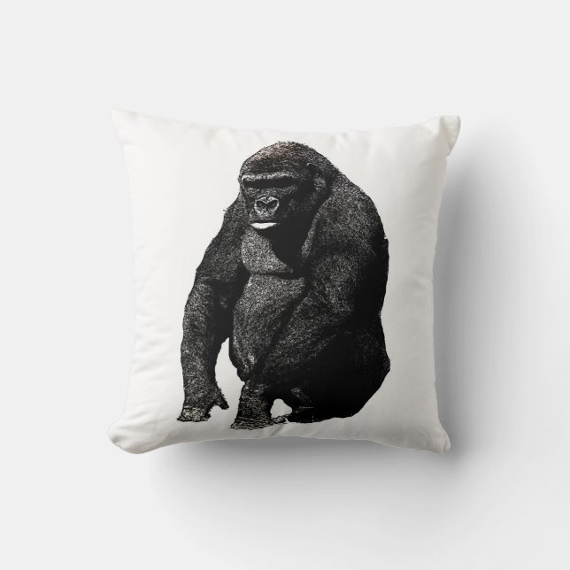 Black White Pop Art Gorilla Kissen (Vorderseite)