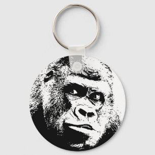 Black White Pop Art Gorilla Schlüsselanhänger