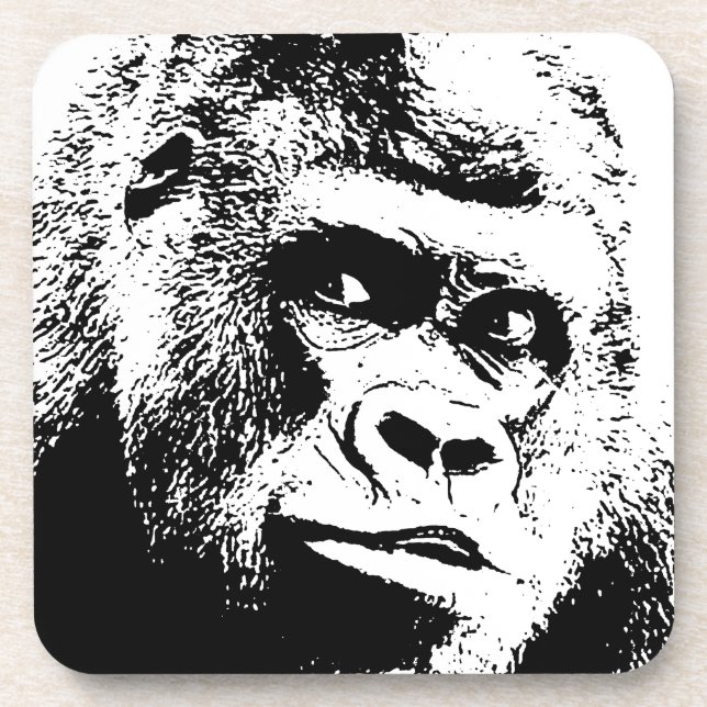 Black White Pop Art Gorilla Untersetzer (Vorderseite)