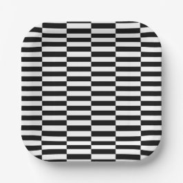 black white pop art grid stripes minimalist pappteller