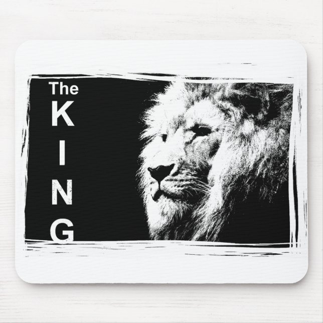 Black White Pop Art Lion Head Picture Template Mousepad (Vorne)