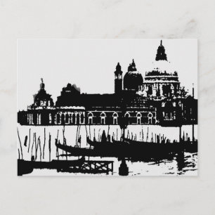 Black White Pop Art Venise Italie Carte postale Vo