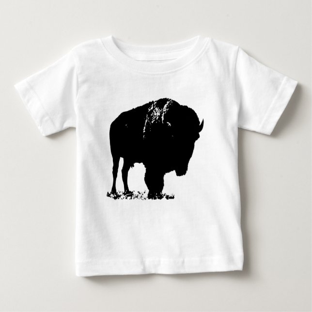 Black & White Pop Bison Buffalo Baby T-shirt (Vorderseite)