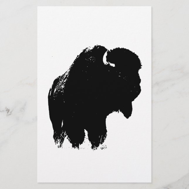 Black & White Pop Bison Buffalo Briefpapier (Vorderseite)