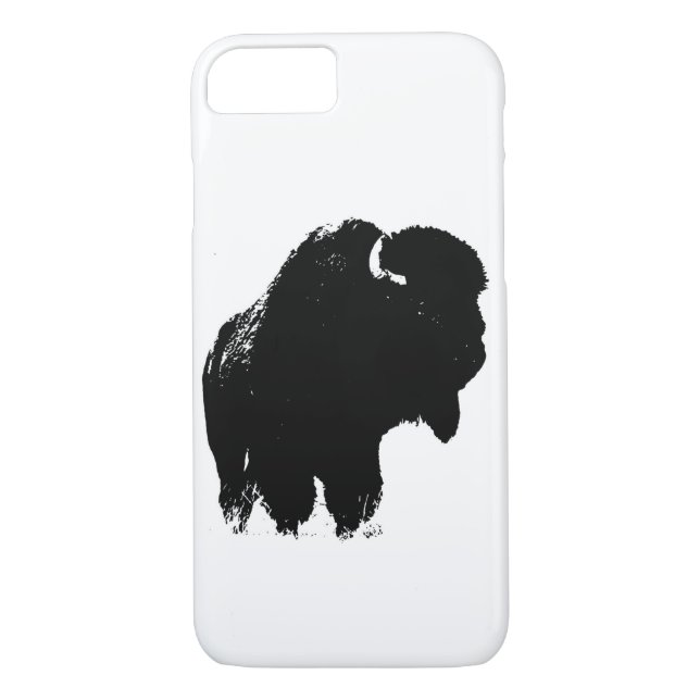 Black & White Pop Bison Buffalo Case-Mate iPhone Hülle (Rückseite)
