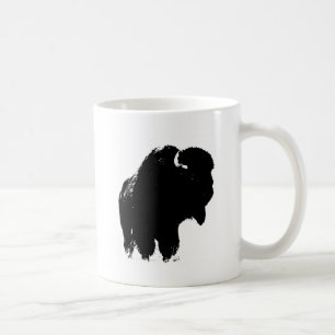 Black & White Pop Bison Buffalo Kaffeetasse