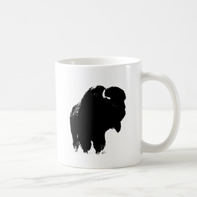 Black & White Pop Bison Buffalo Kaffeetasse (Rechts)